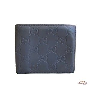 Authentic GUCCI Light Gray GG Guccissima Leather Bifold Men's Wallet 145754
